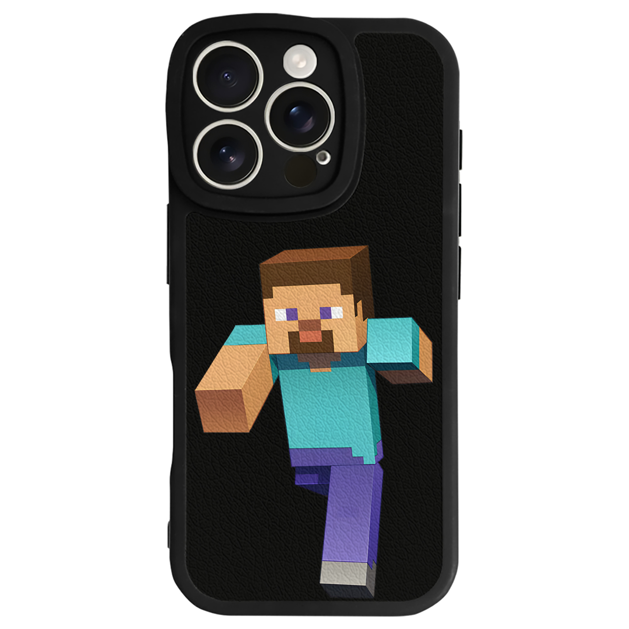 （画像用） マインクラフト ブロックの世界 Minecraft MC Block world 【iPhone 16シリーズ対応】シリコンスマホケース（レザー調） 材質：シリコン